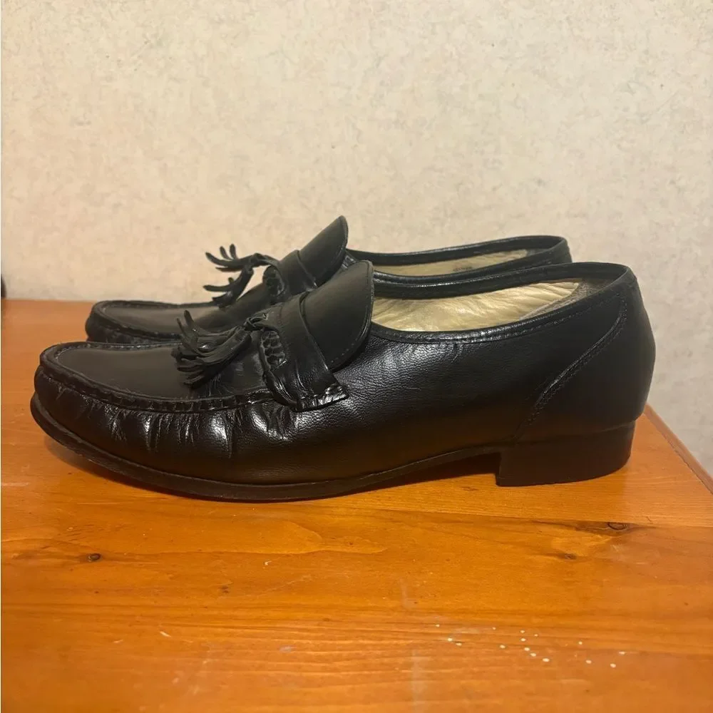 Nunn Bush Classic Black Tassel Moc Toe Leather Loafers Mens Dress Shoes Size 9.5